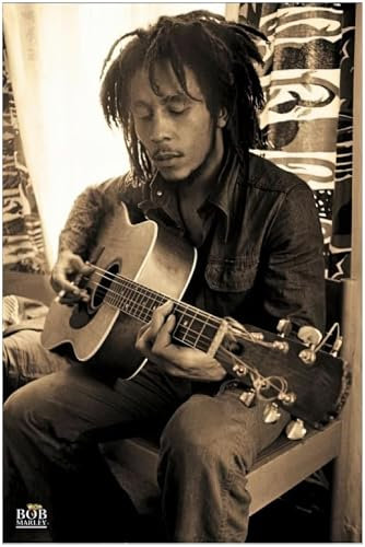 Bob Marley Poster Sepia, Gitarre Plakat | Bild 91x61 cm