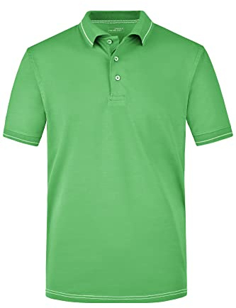James & Nicholson Herrenpolo Elastic - Sportlich geschnittenes Poloshirt mit Frischeausrüstung | Farbe: lime-green/white | Grösse: XL