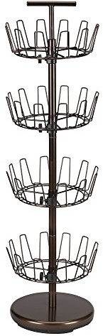 Household Essentials 4-Tier Revolving Tree, Heavy-Duty Steel with Stabilized Base, Holds 24 Pairs of Shoes, for Most Styles, Antique Bronze, Metal