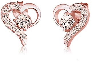 Elli Ohrringe Damen Herz Liebe mit Kristalle in 925 Sterling Silber Rosé vergoldet