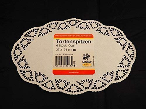10 x 6 Tortenspitzen = 60 Stück oval aus Papier, Tortenspitze, Tortendeckchen