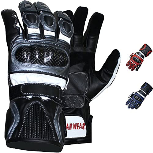 German Wear Motorradhandschuhe Motorrad Biker Handschue Lederhandschuhe in 3X Farben, Größe:11=XXL, Farbe:Grau