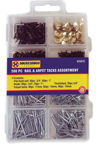 500Pc Nail and Carpet Tacks Assortment