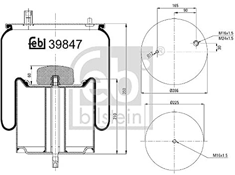 febi bilstein 39847 Air Spring with steel piston and piston rod, pack of one