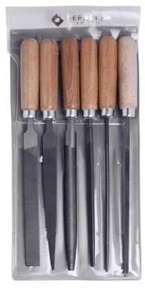 Bernstein 5-240 - Set di lime per chiavi con impugnatura in legno, in astuccio, 6 pezzi