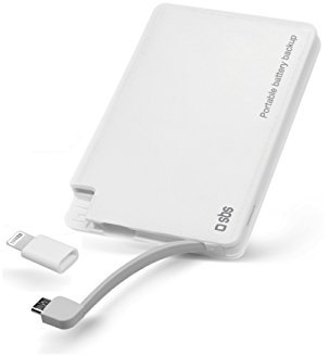 SBS Mobile Li-Ion Polymer Power Bank 3000mAh 1x USB Output 1A mit Micro-USB Ligthning Connector weiß