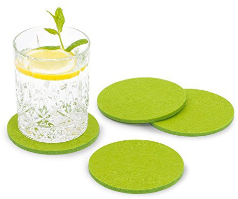 FILU Filzuntersetzer rund 8er Pack (Farbe wählbar) hellgrün - Untersetzer aus Filz für Tisch und Bar als Glasuntersetzer/Getränkeuntersetzer für Glas und Gläser