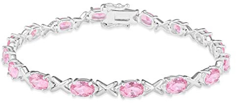 Tuscany Silver Damen Armband Sterling Silber Rosa Zirkonia Licht Kuss 19cm/7.5zoll