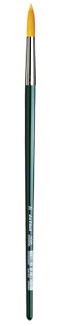 da Vinci, NOVA Long Handle, Artist Brush, Extra-Fine Gold-Coloured Synthetic Fibres, for Acrylic & Oil, Canvas, Paper & Cardboard, Green Polished Handles, Vegan, Made in Germany, Round, Size 26