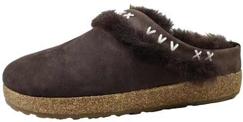 HAFLINGER Schuhe Damen Hausschuhe Pantoffeln Lammfell Clog Shetland 731003, Größe:40 EU, Farbe:Braun