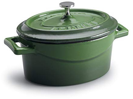 Pentole Agnelli Coghsop12612g - Casseruola Ovale In Ghisa Con 2 Maniglie, Verde, 12 x 9 Cm, 1 Pezzo