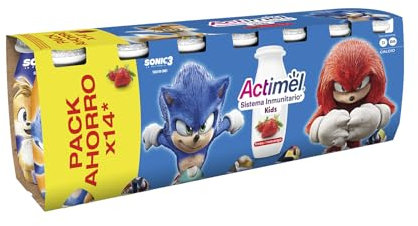 Actimel Kids Yogur bebible fresa- con probioticos, fermentos y vitaminas - Pack 14x100g
