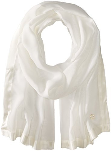 Calvin Klein Damen Satin Border Chiffon Scarf Mode-Schal, eierschalenfarben, Einheitsgröße