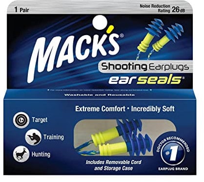 Mack's Ear Seals Shooting Earplugs, 1 Pair with Detachable Cord - 26db High NRR