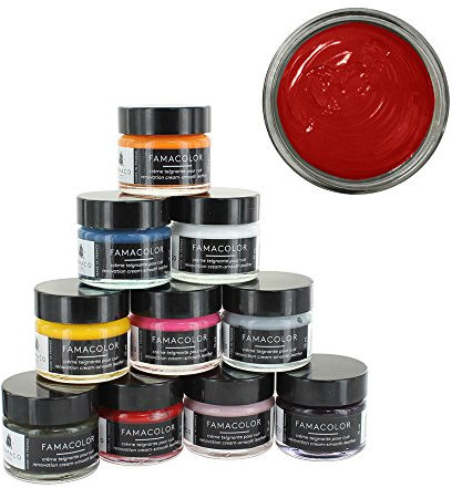 Famaco - Pommadier Famacolor - 15ml - Couleur ROUGE VIF - Crème Teignante à Fort Pouvoir Couvrant - Rénove et Recolore les Cuirs Abîmés