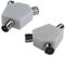 rhinocables Coaxial Block Splitter 2x Female to 1x Male Coax Splitter Adapter TV Television Aerial AV Coupler