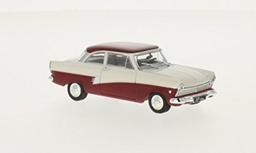 Ford Taunus 17m (P2), Weiss/dunkelrot, 1957, Modellauto, Fertigmodell, WhiteBox 1:43