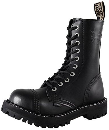Steels 10 Loch Boots Schwarz, Grösse 46