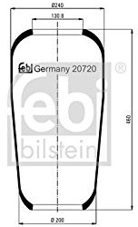 febi bilstein 20720 Luftfederbalg ohne Kolben, 1 Stück