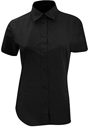 Kustom Kit Ladies Workforce Short Sleeve Shirt Black Size 10