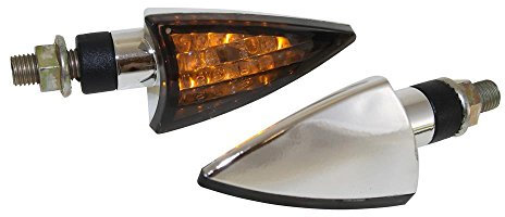 Motorrad Mini Blinker LED Rob Chrom getönt E-geprüft M10 passt für Honda, Yamaha, Suzuki, Kawasaki