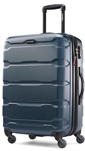 Samsonite Omni PC Hardside Erweiterbares Gepäck, Blaugrün/EIN Hauch von Paradies (Trace of Paradise), Checked-Medium 24-Inch, Omni PC Hartschalengepäck erweiterbar mit Spinnrollen