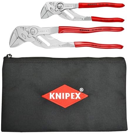 KNIPEX 2 Pc Pliers Wrench Set w/Keeper Pouch, Red