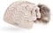 Neverless Coole Damen Strickmütze Strick-Beanie gefüttert mit Fell-Bommel, Winter-Mütze, Bommelmütze, hell-beige Unisize