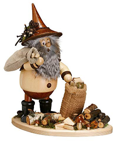 Drechselwerkstatt Uhlig DWU | Räucherfigur Räuchermann Räuchermännchen | Weihnachtsdekoration Handwerkskunst aus dem Erzgebirge | 26 cm | Astsammler