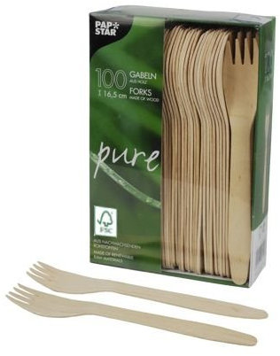 Papstar Tenedores de madera Pure 10 x 100 unidades (madera)