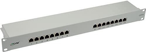 Inline® Patchfeld Cat.6, 16-Fach, 48,26cm (19), 1HE, lichtgrau, RAL7035