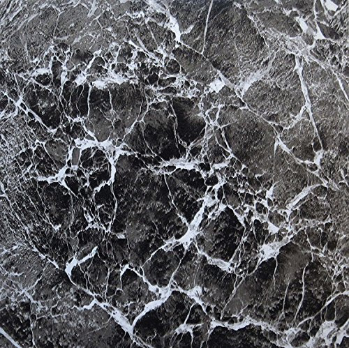 It's DIY Time 30 VINYL FLOOR TILES: Black/Grey Marble SELF-STICK