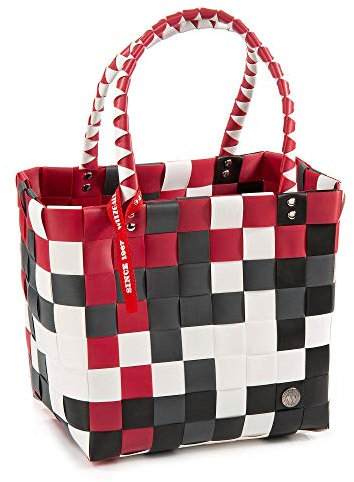 Witzgall Shopper Vintage Style 5009 59 NORA schwarz rot, 35cm x 18cm x 32cm, Einkaufstasche, Einkaufsshopper