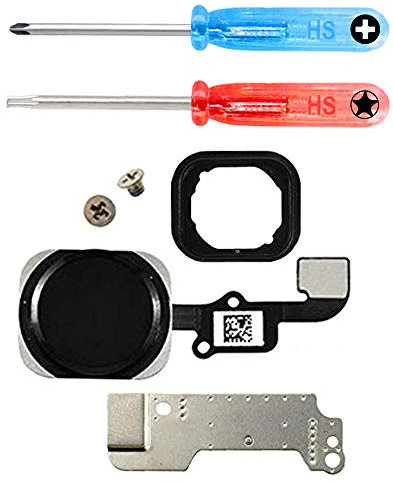 MMOBIEL Home Button für iPhone 6 / 6 Plus (Schwarz / Space Grey) Homebutton mit Flexkabel Taste inkl. Metal Bracket Gummi Halterung und 2 x Schraubenzieher