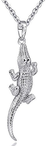 MATERIA Tier Anhänger Krokodil GILA bewegliche Glieder - massiv 925 Silber Anhänger Damen für Halskette + Box #KA-302
