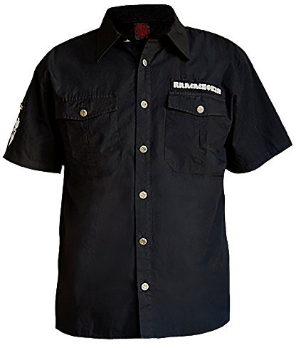 Rammstein Herren Hemd mit kurzem Arm, Offizielles Band Merchandise Fan Shirt schwarz (M, Schwarz)