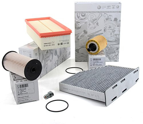 Original VW TDI Inspektionspaket Filter Golf 5 6 Jetta Passat CC 3C Touran Tiguan Sharan Caddy A3 8P TT SuperB Yeti Octavia Altea Leon Toledo Diesel 1.9L 2.0L Motor