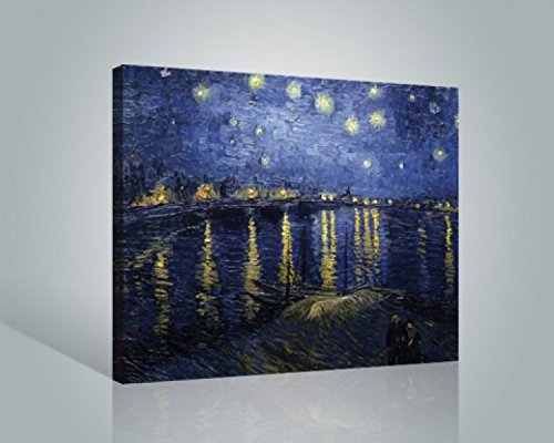 1art1 Vincent Van Gogh Poster Sternennacht Über Der Rhône, 1888 Bilder Leinwand-Bild Auf Keilrahmen | XXL-Wandbild Poster Kunstdruck Als Leinwandbild 50x40 cm