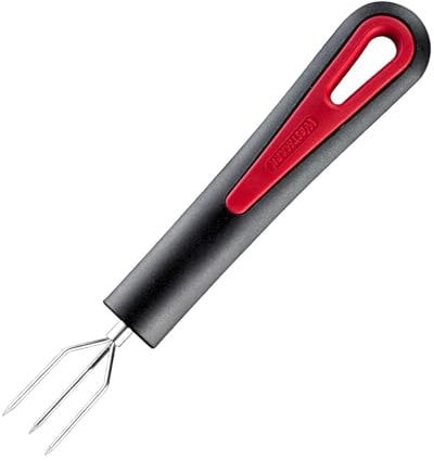 Westmark Tenedor para patatas cocidas con 3 púas, Longitud: 16,3 cm, Acero inoxidable/plástico, Gallant, Negro/rojo, 2914220