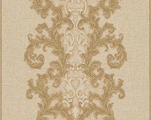 Versace wallpaper Vliestapete Baroque & Roll Luxustapete mit Ornamenten barock 10,05 m x 0,70 m beige metallic Made in Germany 962322 96232-2