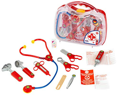 Theo Klein 4395 Arztkoffer I Transparenter und robuster Doktorkoffer mit viel Zubehör I Maße: 27 cm x 10 cm x 24 cm I Spielzeug für Kinder ab 3 Jahren