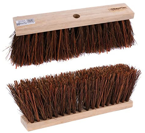 BawiTec Piassavabesen, Harte Lange Piassava Naturfaser Borsten, Besen mit Standardstielloch, 60cm Breit/Lang, Straßenbesen, Naturbesen ohne Stiel, für draussen,Baustellen,Handwerk,Gewerbe