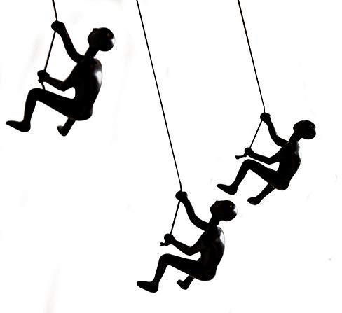 Climbing Man Wall Art Für Heimdekoration mit 76,2 cm langem Lederseil, Polyresin-Statuen und Skulpturen mit Befestigungsmaterial zum Aufhängen im Lieferumfang enthalten, für moderne Wanddekoration und