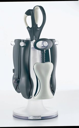 Guzzini Handy's-Set di Utensili con Base Girevole, Colore: Grigio