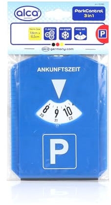 alca® Parkscheibe, Parkuhr fürs Auto mit 3 Einkaufswagenchips und Eiskratzer