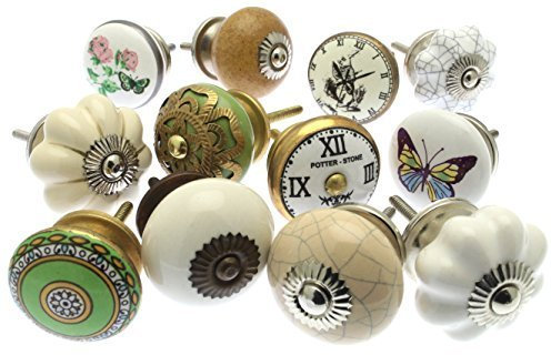 Mango Tree Cupboard Knobs - Decorative Ceramic Door and Drawer Handles – Vintage Home Décor Set of 12