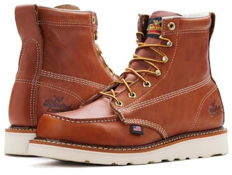 Thorogood American Heritage 6” Steel Toe Work Boots for Men - Full-Grain Leather with Moc Toe, Slip-Resistant Wedge Outsole, and Comfort Insole; EH Rated, Tobacco Oil-tanned - 10.5 D US