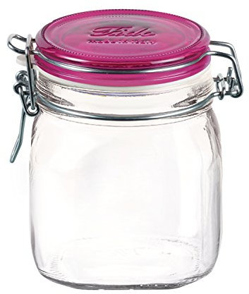 Bormioli Rocco 6206153 Fido Vase aus Glas mit luftdichtem Deckel, 750 cc, transparent/Pink