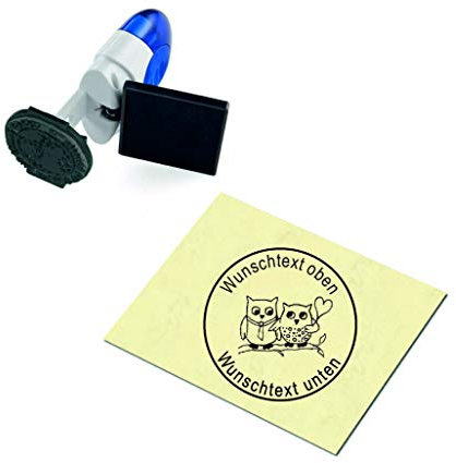 Geocachingstempel Eulenpärchen - mit persönlichem Namen - ca. Ø 24 mm - 3 Farben