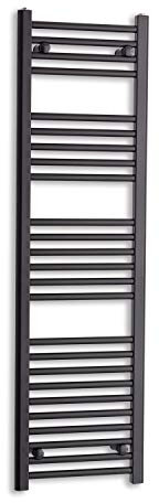 400mm Wide Black Heated Towel Rail Radiator Flat Ladder for Stylish Bathroom (400 x 1400mm)